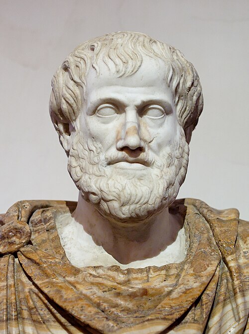 Later likeness: a Roman copy after a Greek portrait; the mantle is a modern addition. Portrait of Aristotle