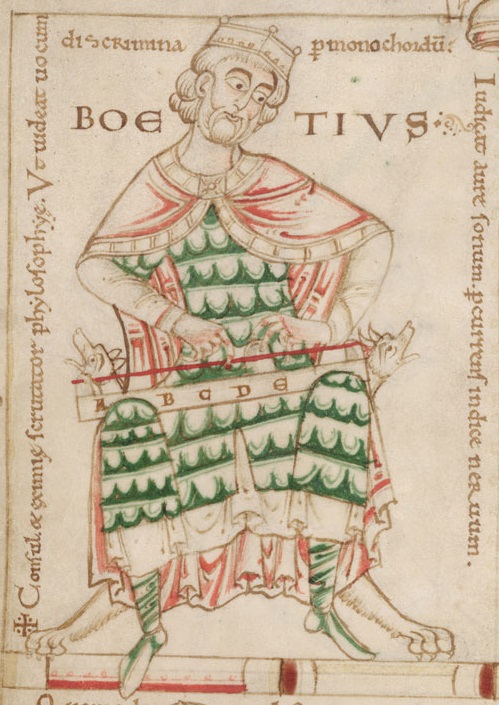 Later depiction: a medieval illustration of the late-antique author. Portrait of Boethius