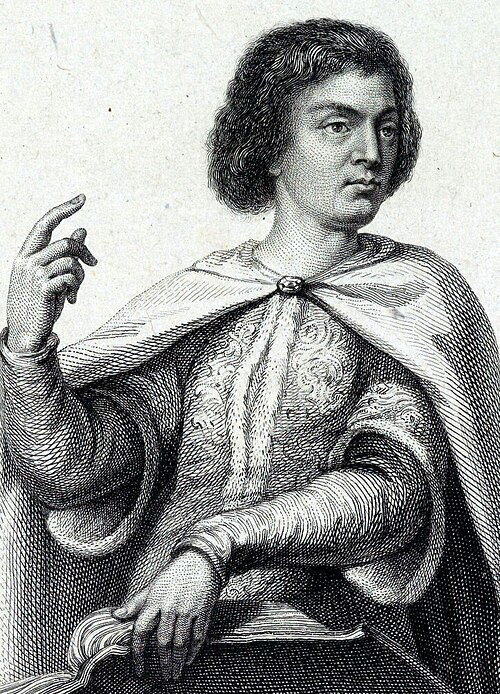 Later depiction: an engraving by Antoni Oleszczyński. Portrait of Peter Abelard