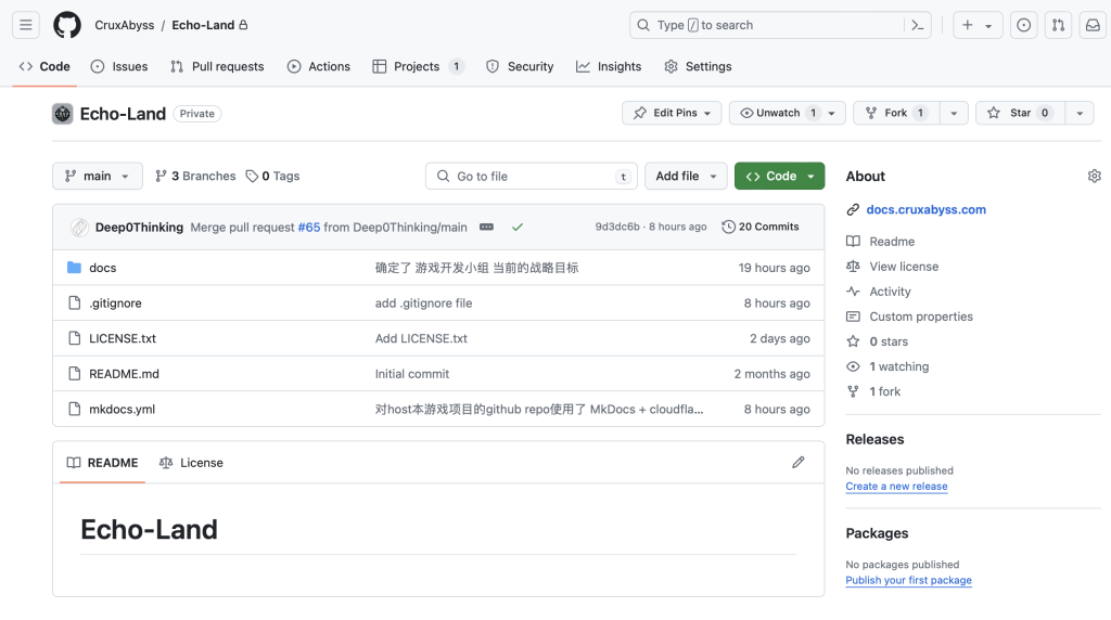 A GitHub repository with files, commit information, and a README